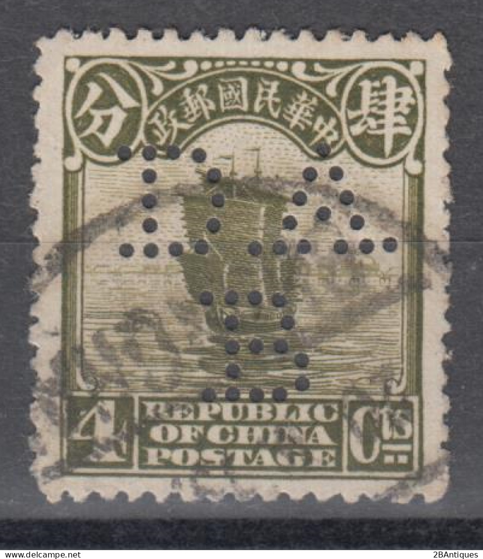 CHINA 1923 - Stamp With Perfins - 1912-1949 Republic