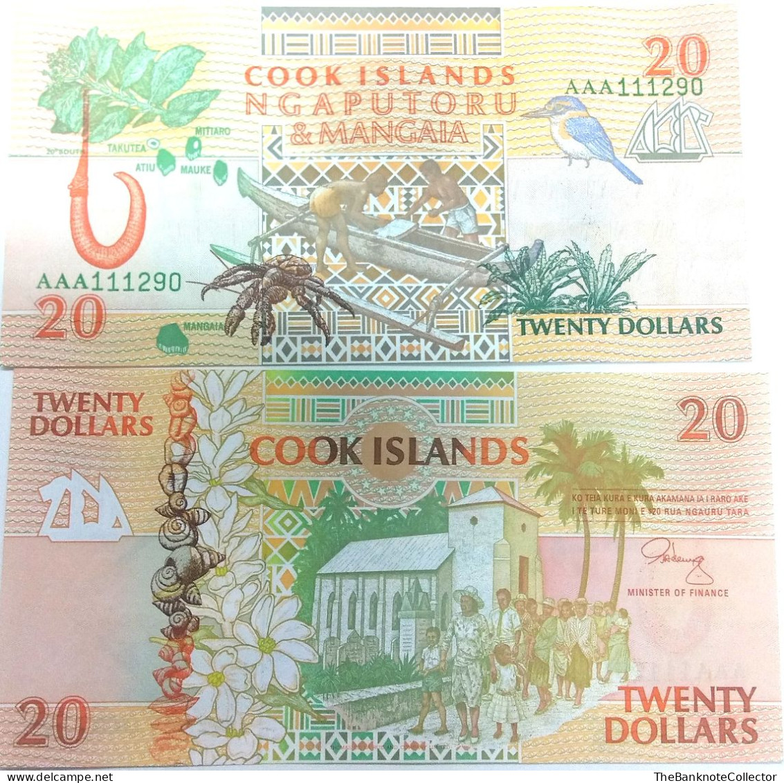 Cook Islands 20 Dollars ND 1992 Prefix AAA UNC P-9 - Cook Islands