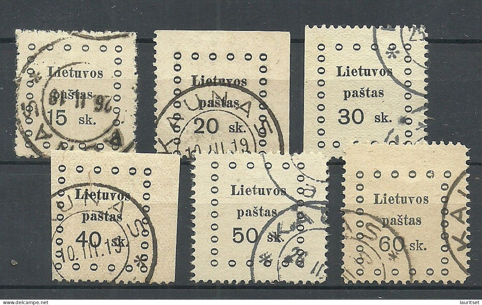 LITAUEN Lithuania 1919 Michel 14 - 19 O KAUNAS - Litauen