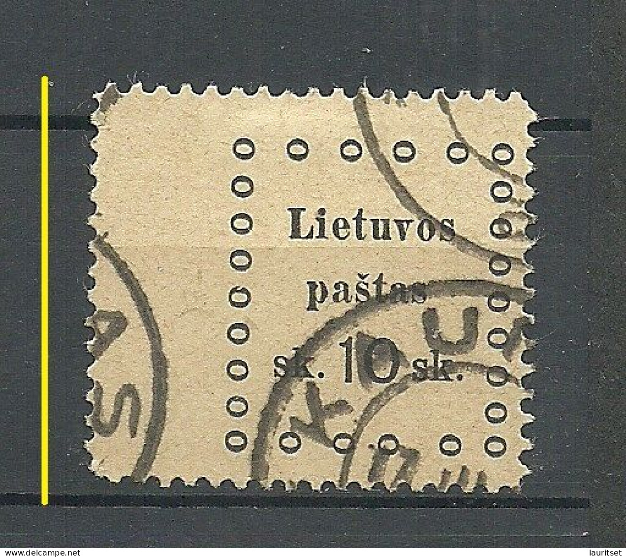 LITAUEN Lithuania 1919 Michel 20 O KAUNAS Perforation Variety Error Zähnungsabart - Litauen