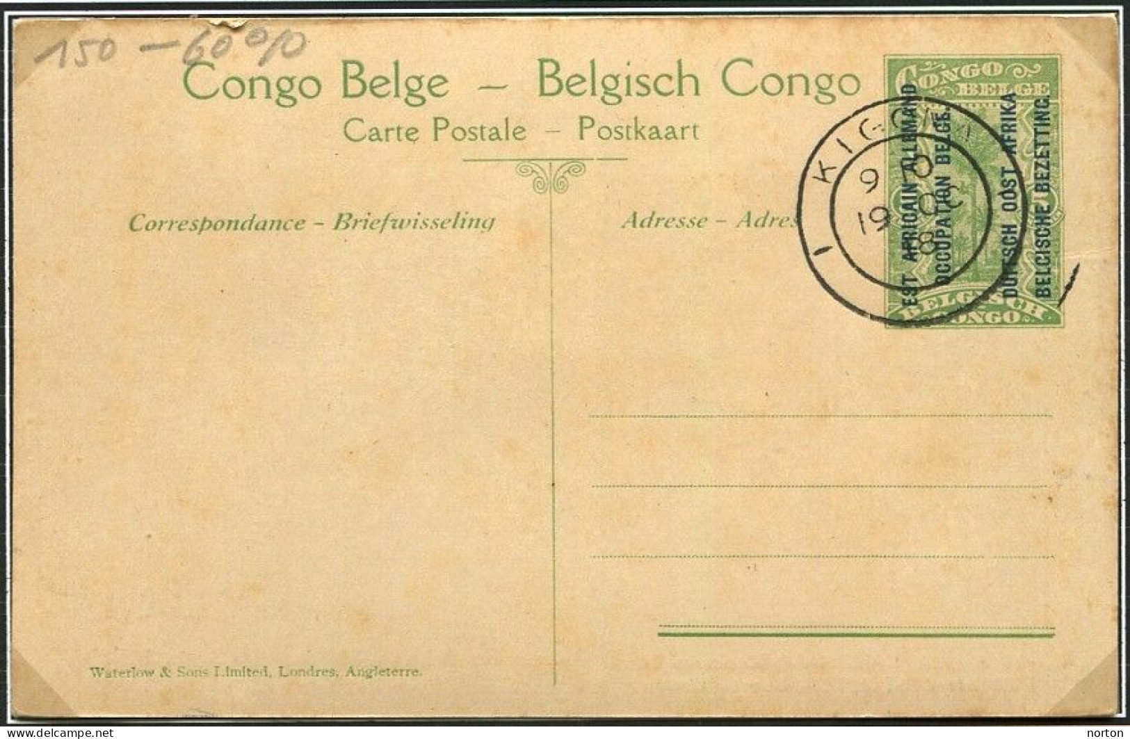 Est-Africain Allemand Kigoma Oblit. Keach 6 Sur Entier Postal Le 19/10/1918 - Storia Postale