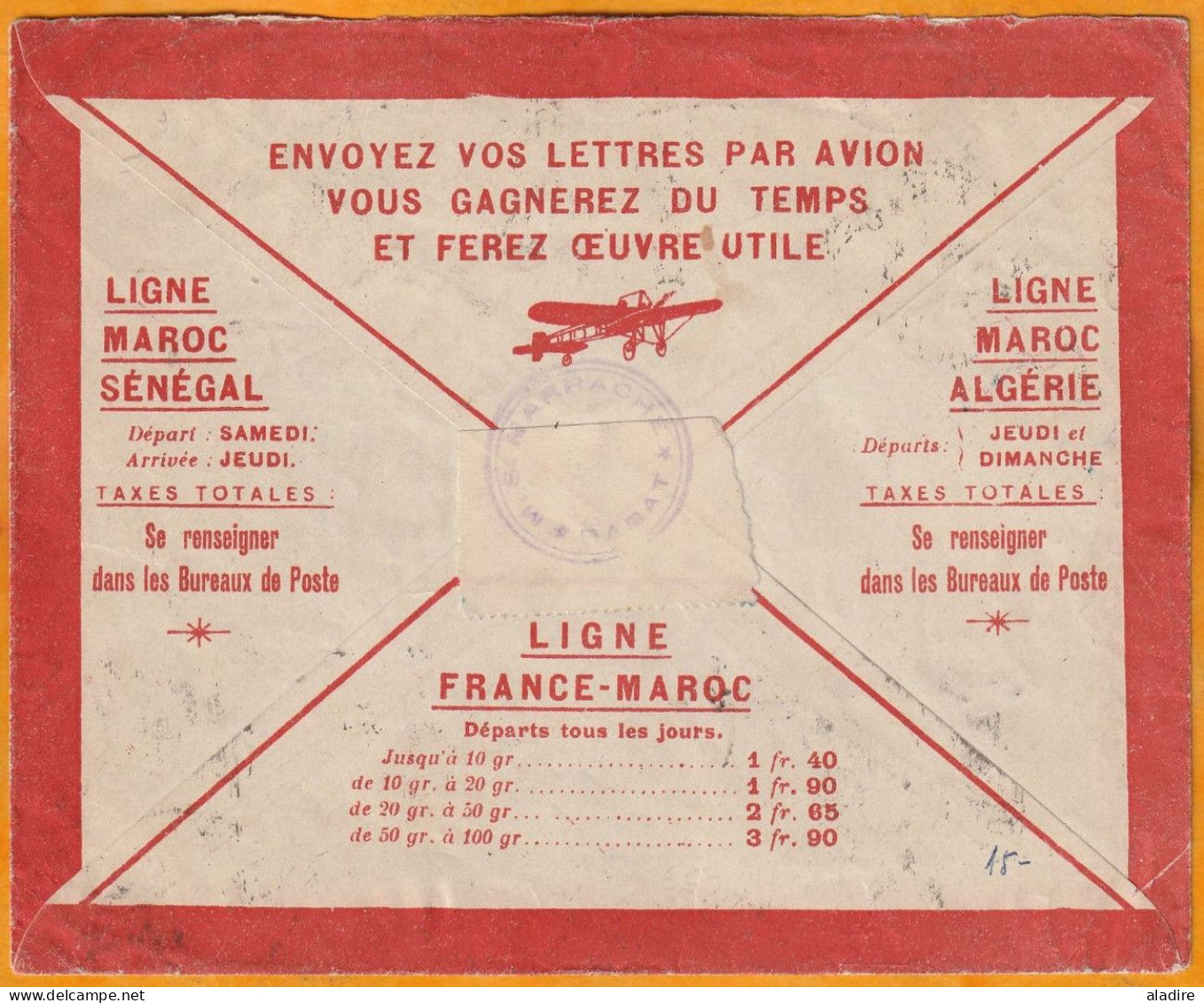 1927 - Enveloppe Reco Par Avion De RABAT Medina Vers MALINES, Belgique - Ligne France Maroc LATECOERE - Poste Aérienne