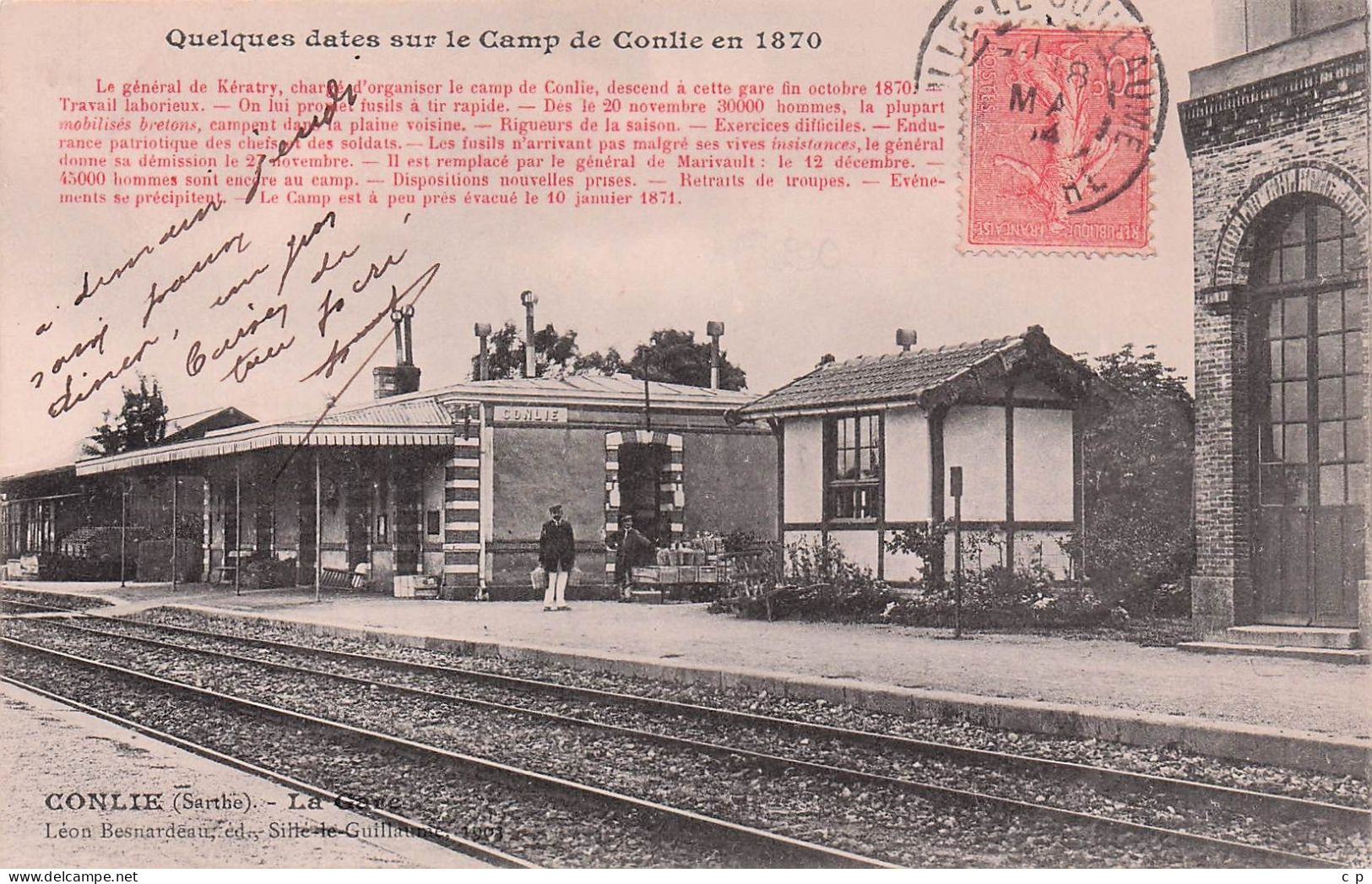 Conlie - Gare - Construite En 1870 -  CPA °J - Conlie