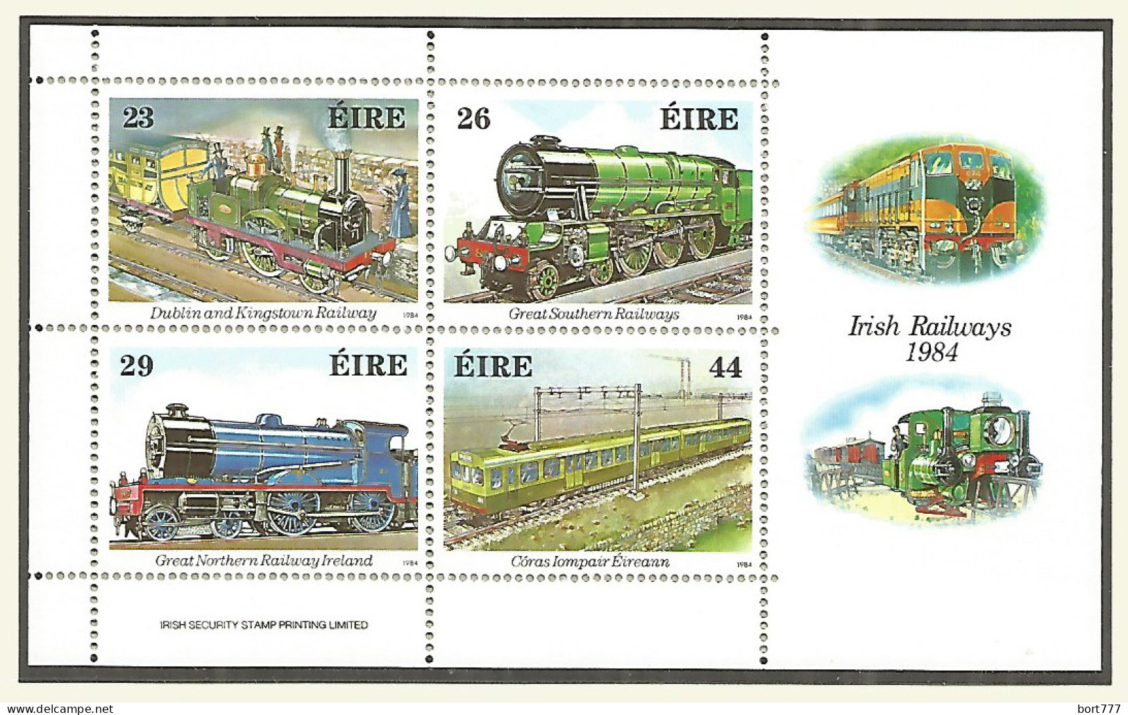 IRELAND 1984 Mint Block MNH(**) Trains - Blocks & Sheetlets