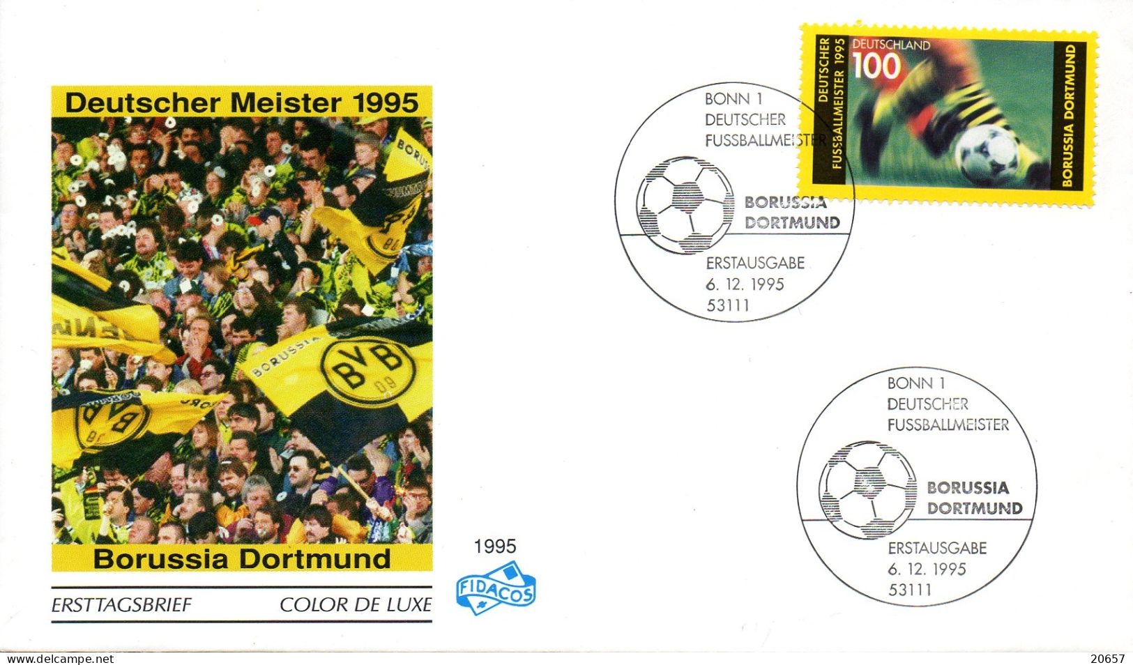 Allemagne Deutschland 1665 Fdc Football, Borussia Dortmund Champion 1995 - Clubs Mythiques