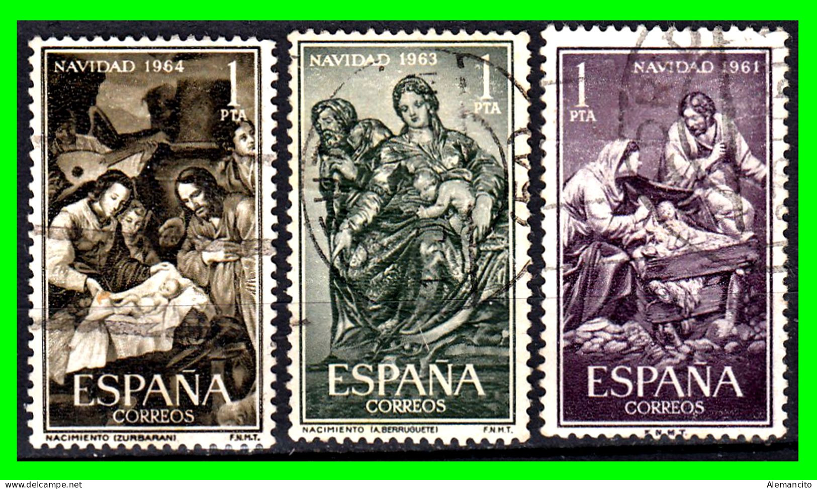 ESPAÑA 3 SELLOS DIFERENTES AÑOS NAVIDAD - - Oblitérés