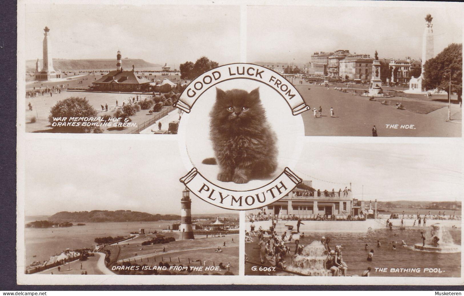 United Kingdom PPC Good Luck From Plymouth Cat Chat Katze & Various Sites PLYMOUTH Devon 1939 Echte Real Photo (2 Scans) - Plymouth