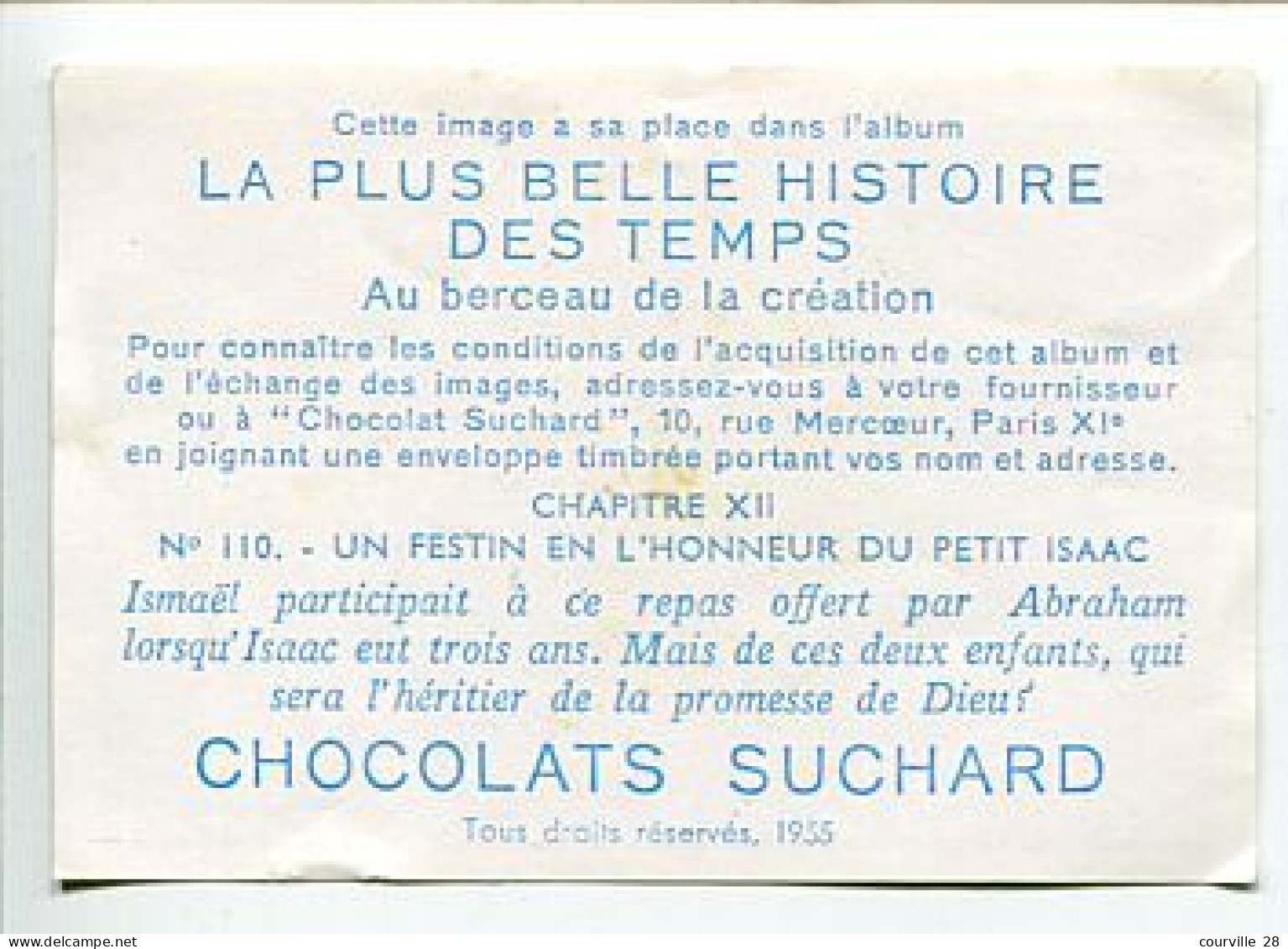 LOT De 9 IMAGES Chocolat SUCHARD La Plus Belle Histoire Des Temps * Année 1955 - Suchard