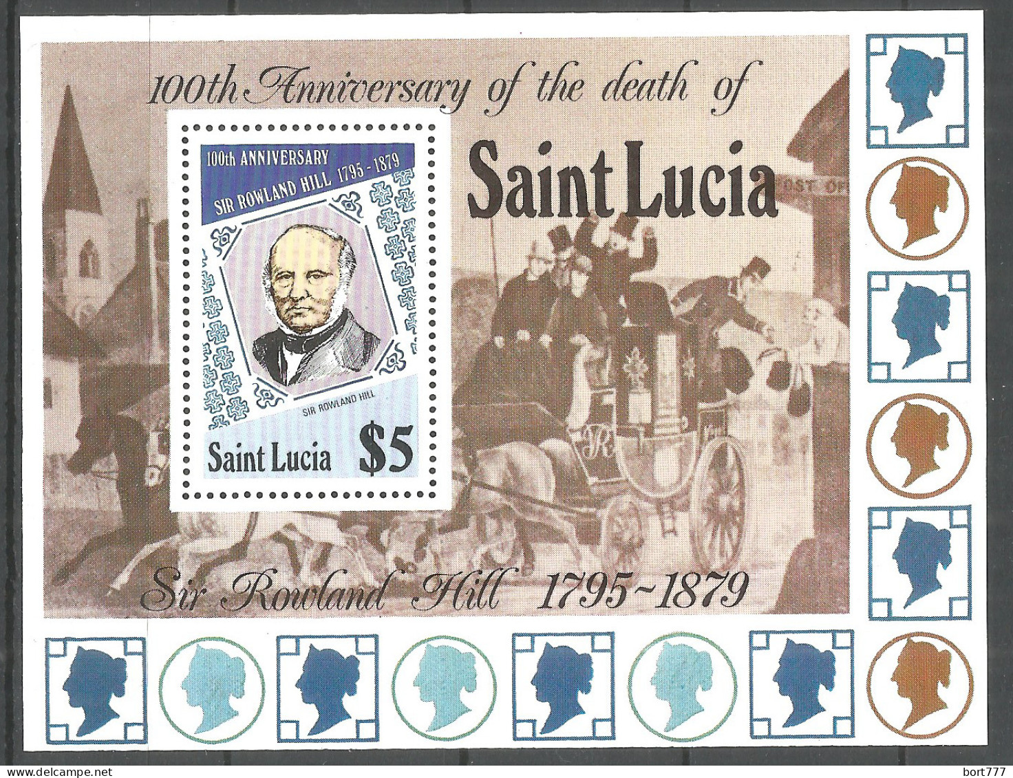 Saint Lucia 1979 Mint Block MNH (**) Rowland Hill - St.Lucie (1979-...)