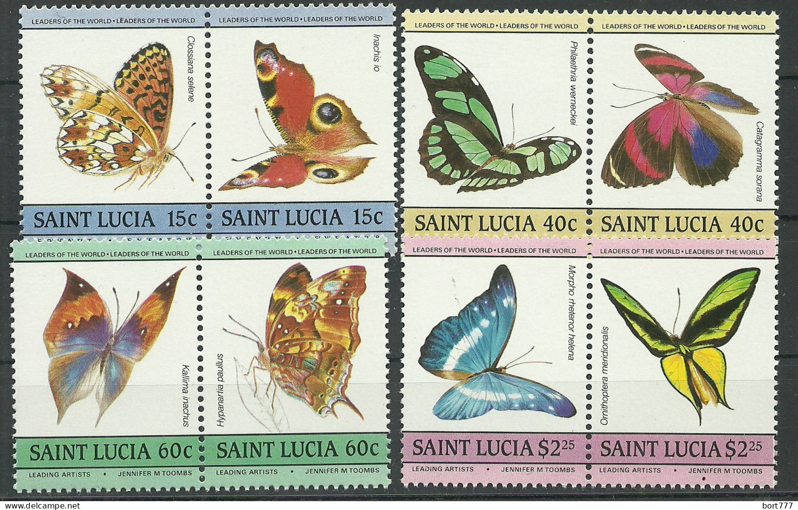Saint Lucia 1985 Year, Mint Stamps MNH (**) Butterflies  - St.Lucie (1979-...)
