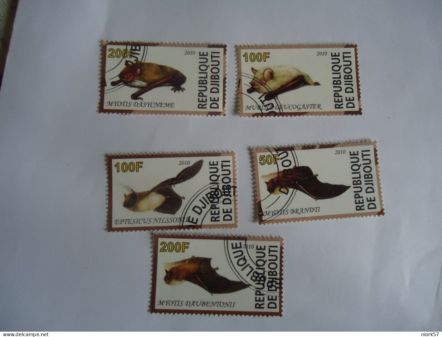 DJIBOUTI  STAMPS   5   USED  ANIMALS BAT BATS - Chauve-souris