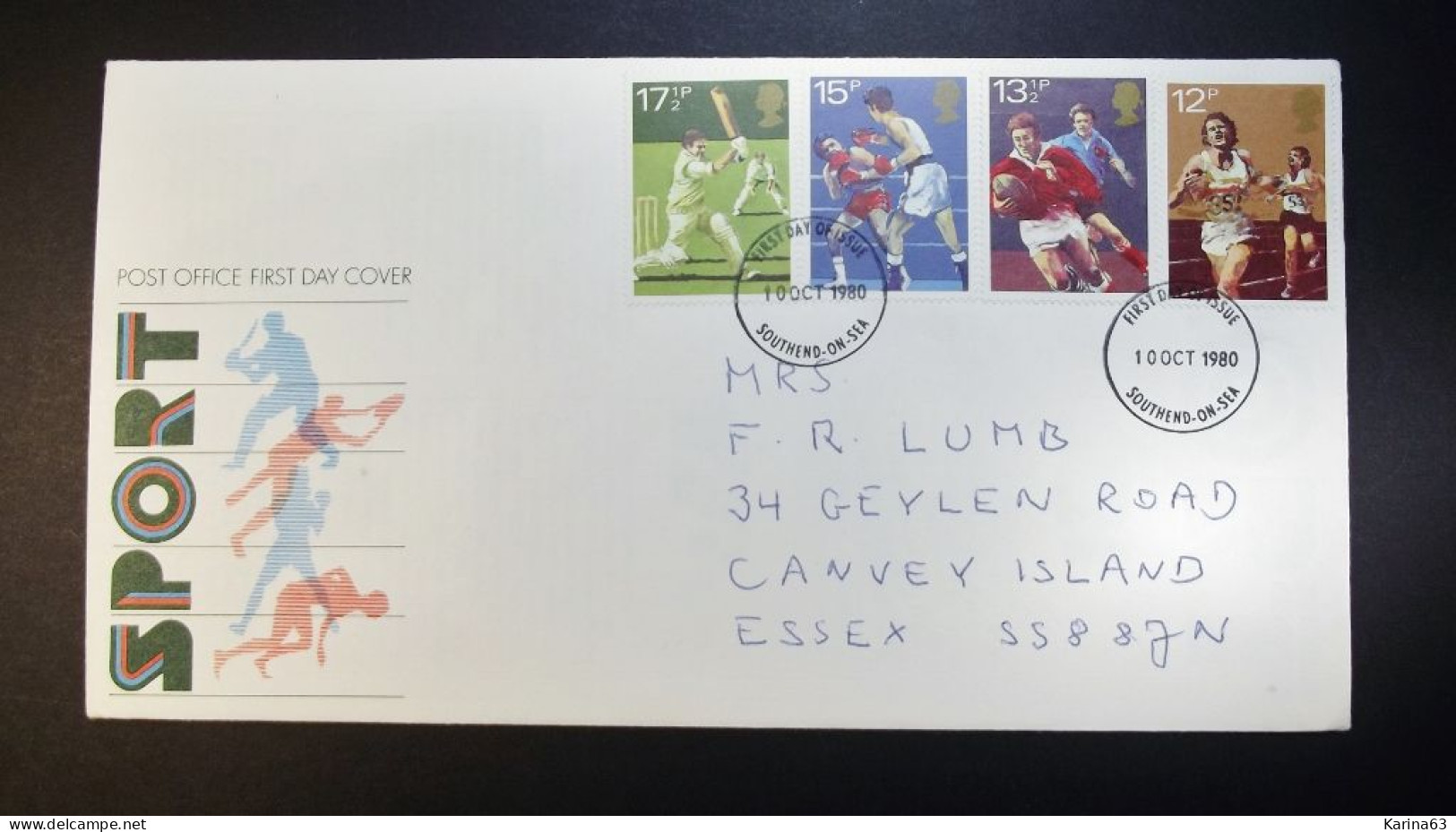 Great Britain - FDC - 1980 - 1 Envelope  - Sport   - With Insert. Cancellation Southend-on Sea - Essex - 1971-1980 Em. Décimales