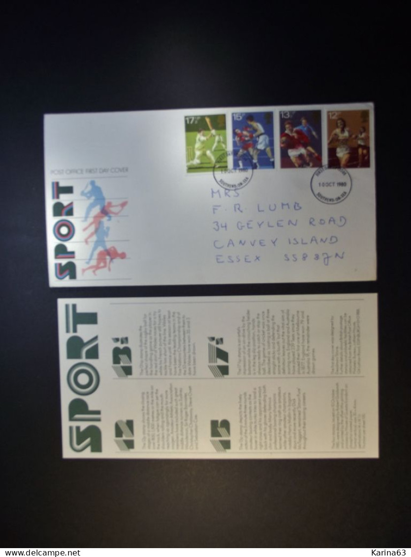 Great Britain - FDC - 1980 - 1 Envelope  - Sport   - With Insert. Cancellation Southend-on Sea - Essex - 1971-1980 Decimal Issues