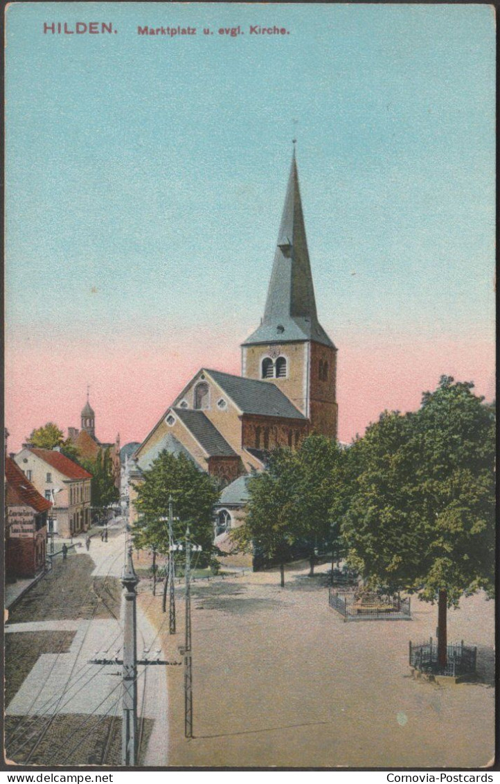 Marktplatz Und Evangelische Kirche, Hilden, C.1910s - AK - Hilden