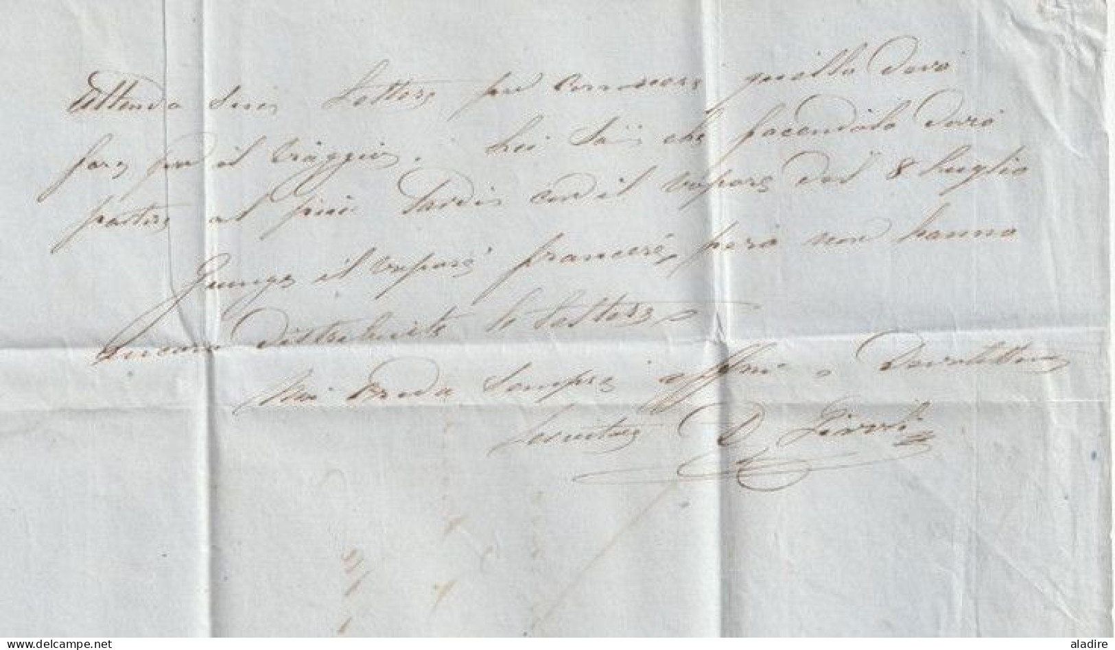 1852 - Dynastie De Mehemet Ali - Lettre De 3 P En Italien D'ALEXANDRIE, Egypte Vers MALTA, Malte, GB   محمد على باشا - Préphilatélie