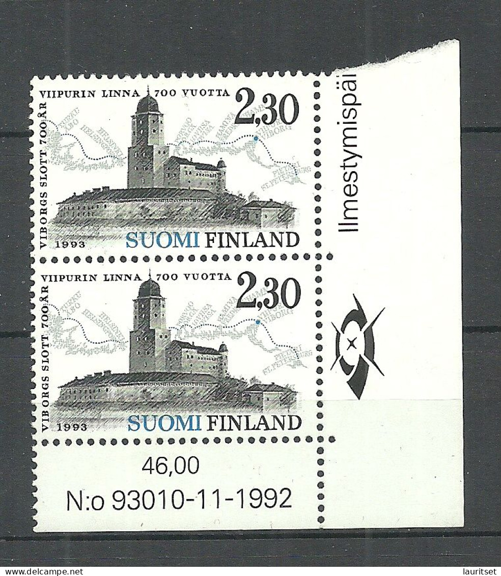 FINLAND FINNLAND 1993 Michel 1209 As Pair With Order No MNH Castle Viipuri Stadt Wyborg Arhitektur Architecture - Unused Stamps