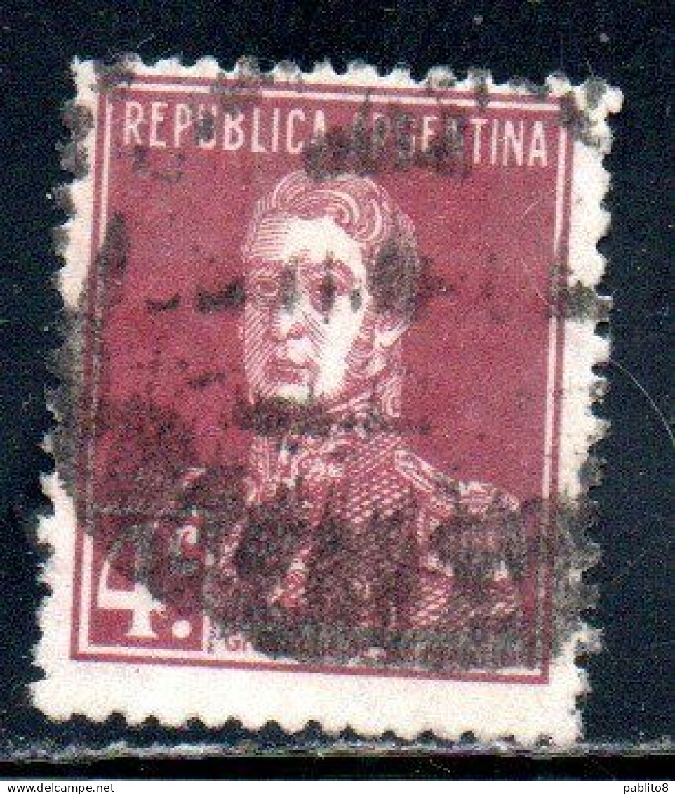 ARGENTINA 1923 JOSE DE SAN MARTIN 4c USED USADO OBLITERE' - Used Stamps