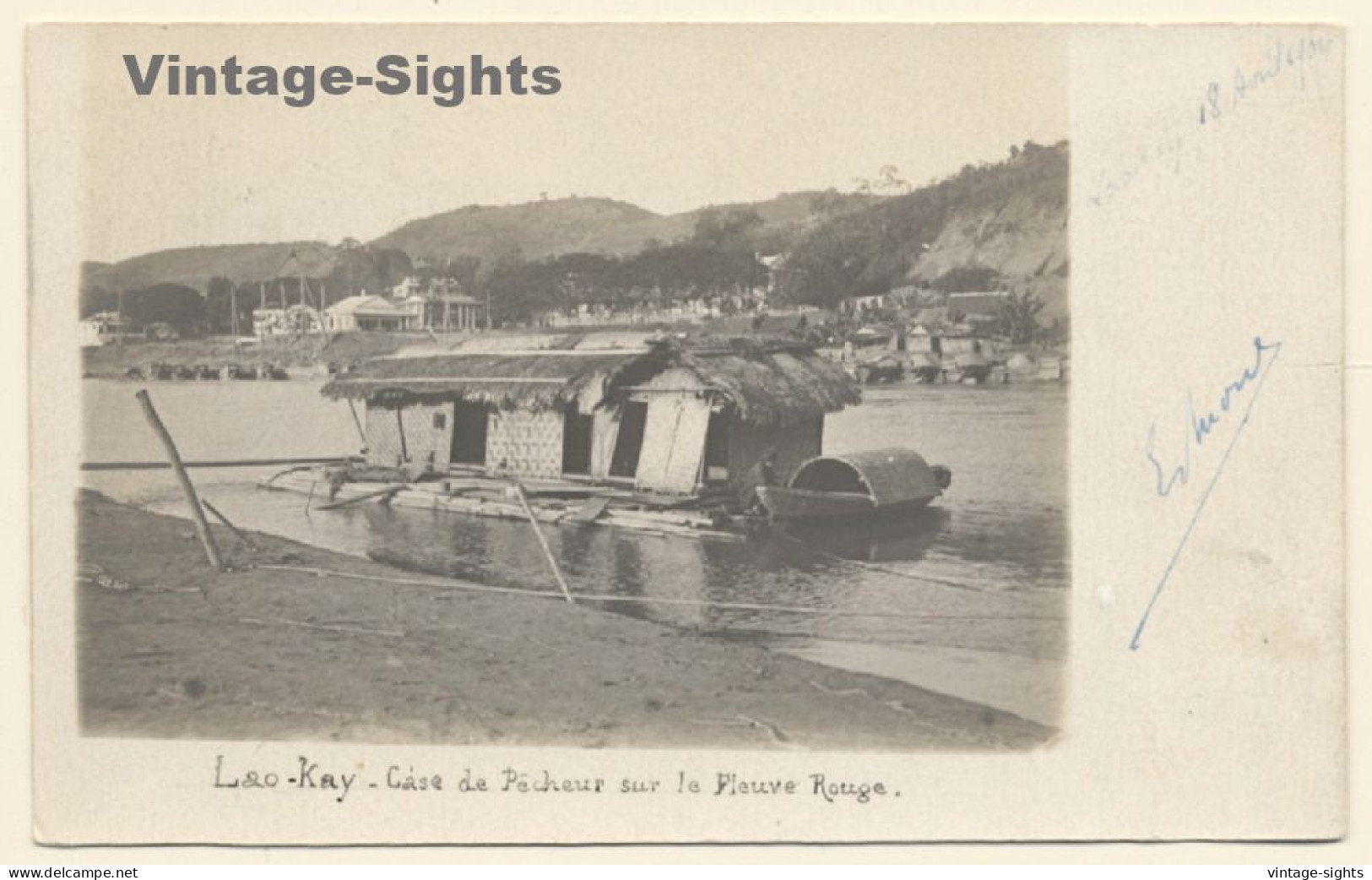 Lao Kay / Vietnam: Case De Pécheur Sur Le Fleuve Rouge (Vintage RPPC 1904) - Fischerei