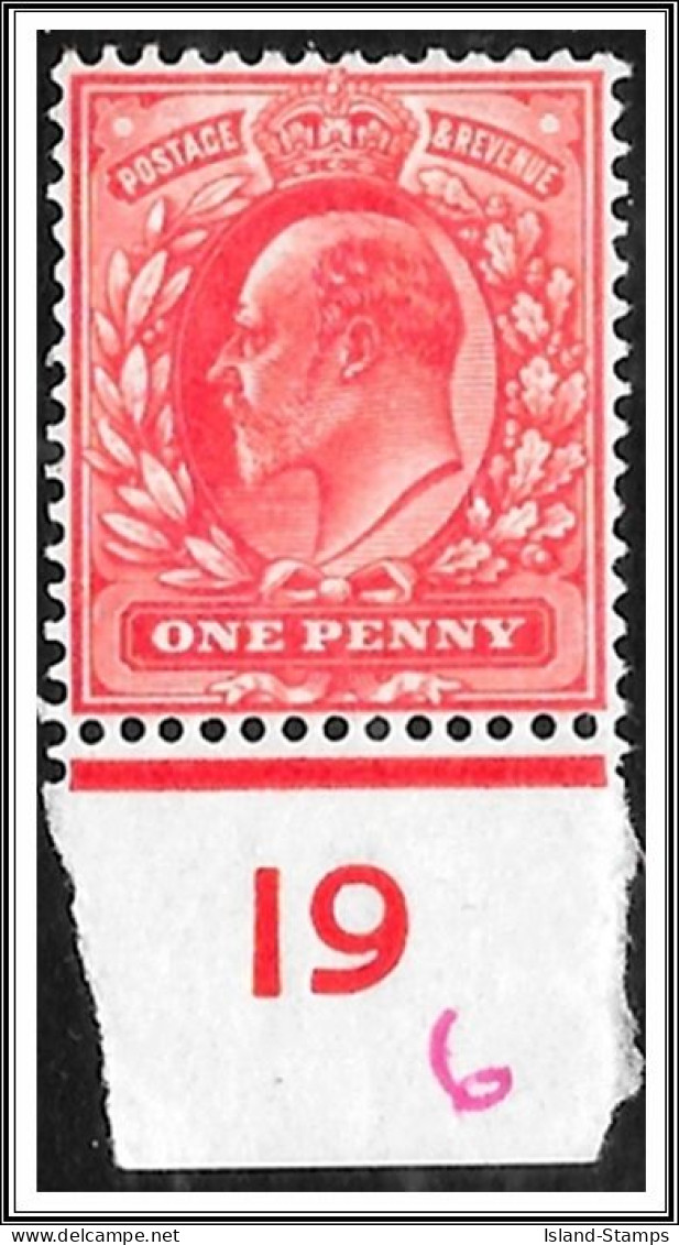 KEVII 1d Scarlet Stamp With I9 Control SG 219 Mounted Mint Hrd2a - Unused Stamps