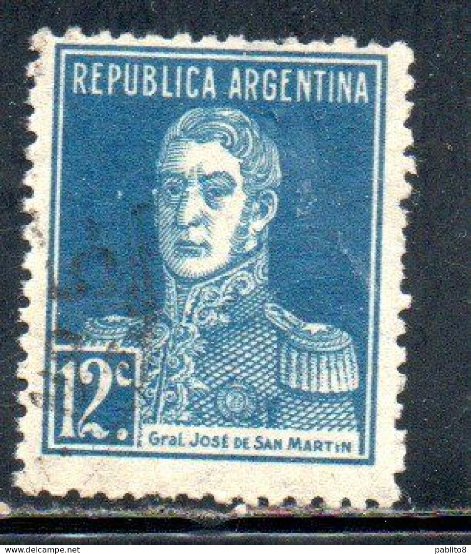 ARGENTINA 1923 JOSE DE SAN MARTIN 12c USED USADO OBLITERE' - Used Stamps