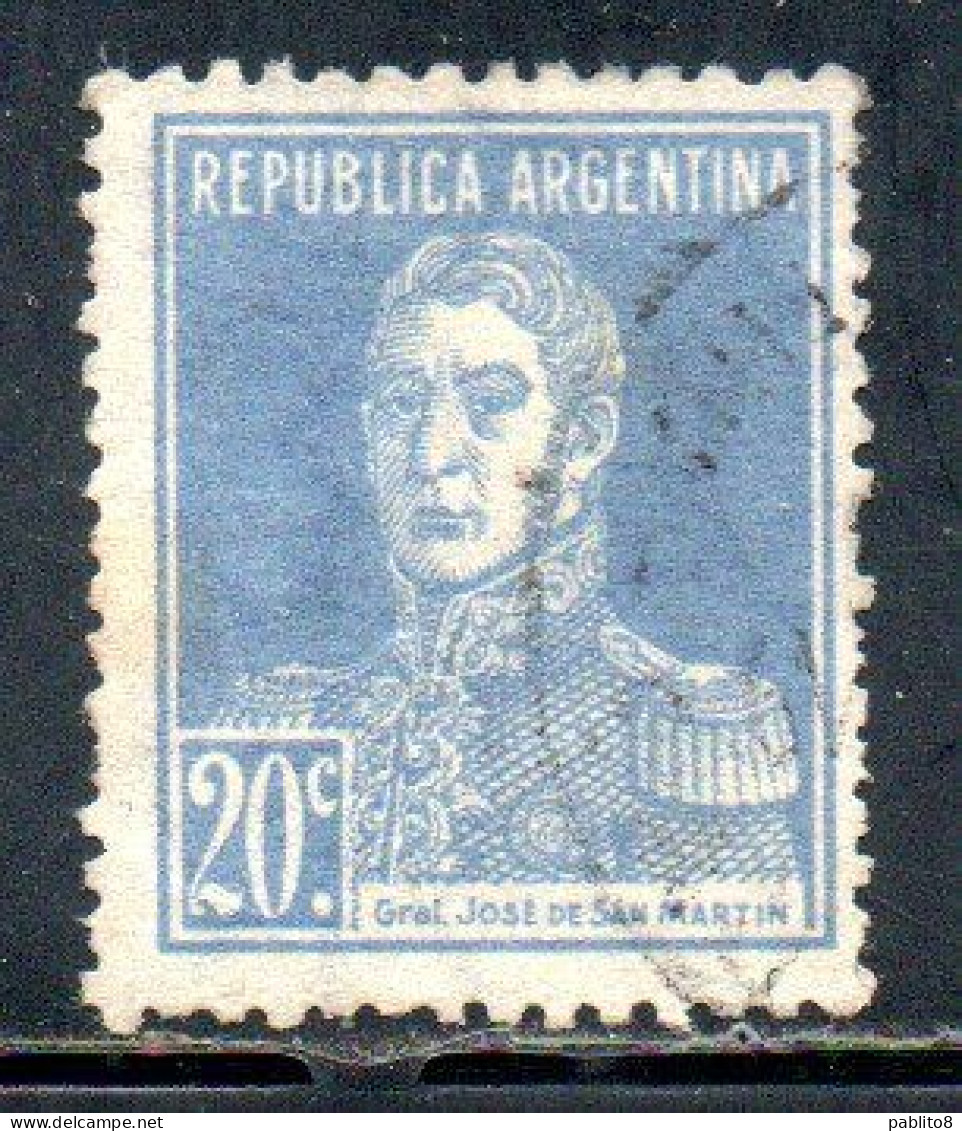 ARGENTINA 1923 JOSE DE SAN MARTIN 20c USED USADO OBLITERE' - Usados
