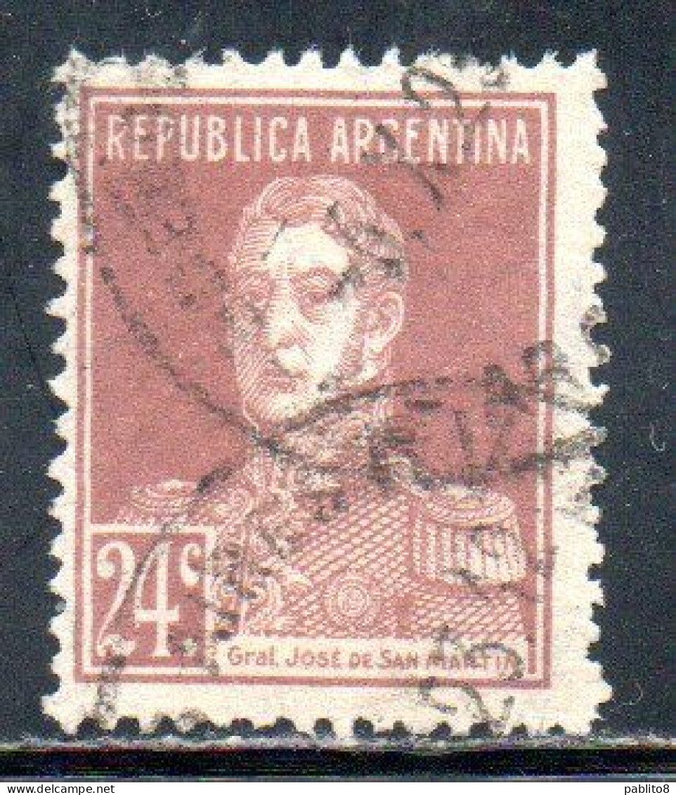 ARGENTINA 1923 JOSE DE SAN MARTIN 24c USED USADO OBLITERE' - Usados