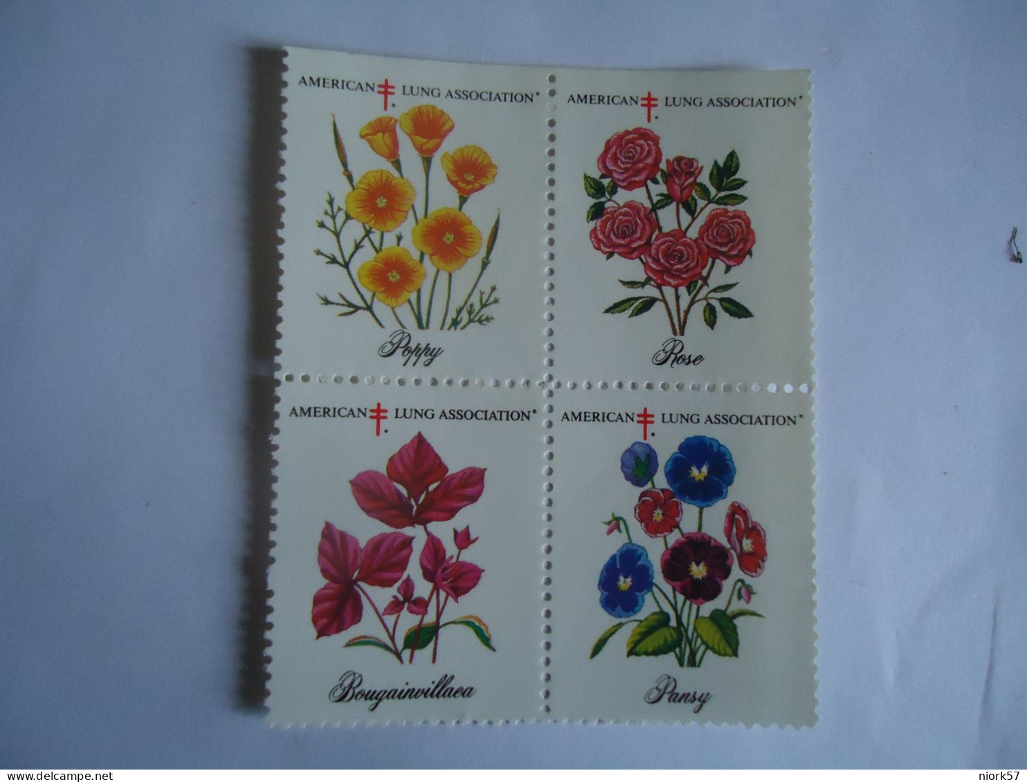 UNITED STATES  VIGNETTES   VIGNETTE BLOCK OF 4  FLOWERS  LUNG ASSOCIATION  1970 - Sukkulenten