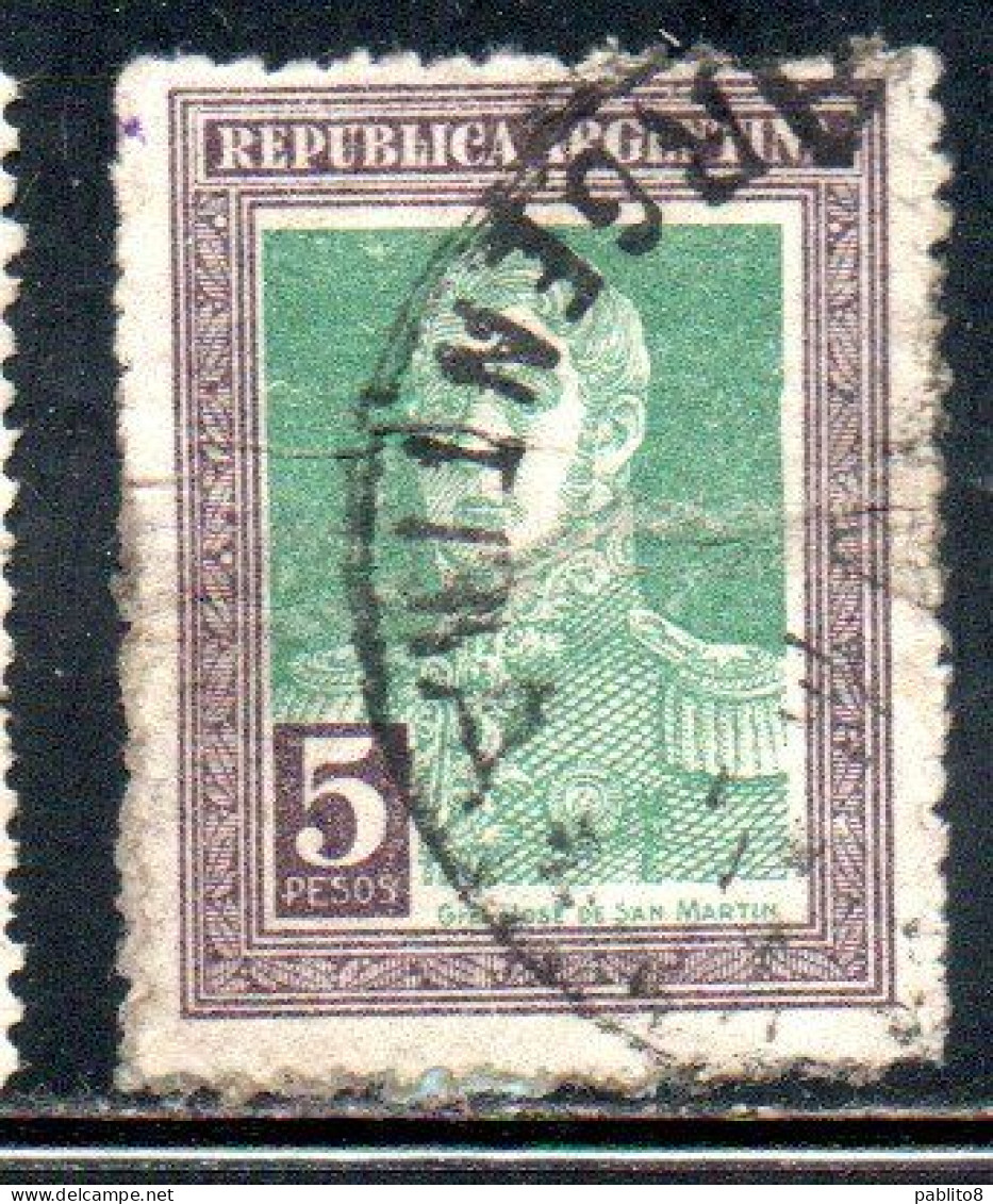 ARGENTINA 1923 JOSE DE SAN MARTIN 5p USED USADO OBLITERE' - Used Stamps