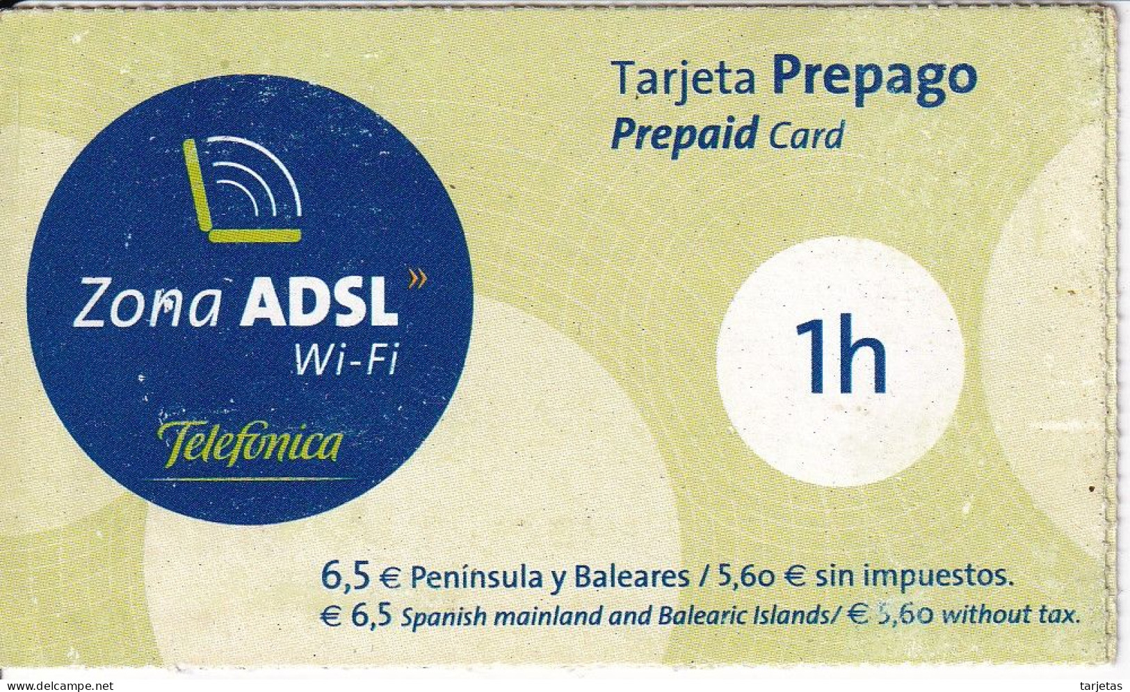 TARJETA DE ESPAÑA DE TELEFONICA ZONA ADSL WI-FI - Telefonica