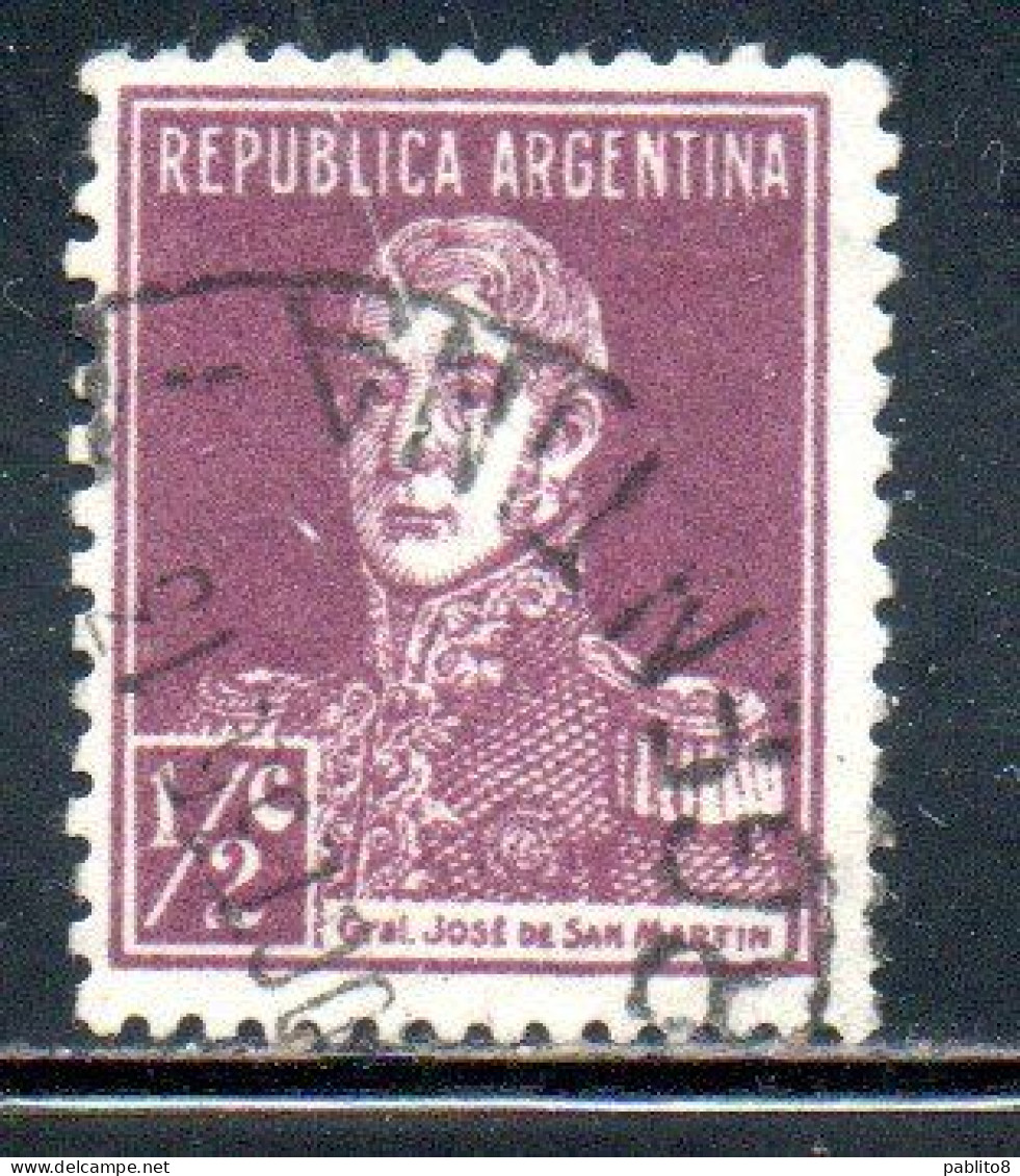 ARGENTINA 1923 1924 JOSE DE SAN MARTIN 1/2c USED USADO OBLITERE' - Usados