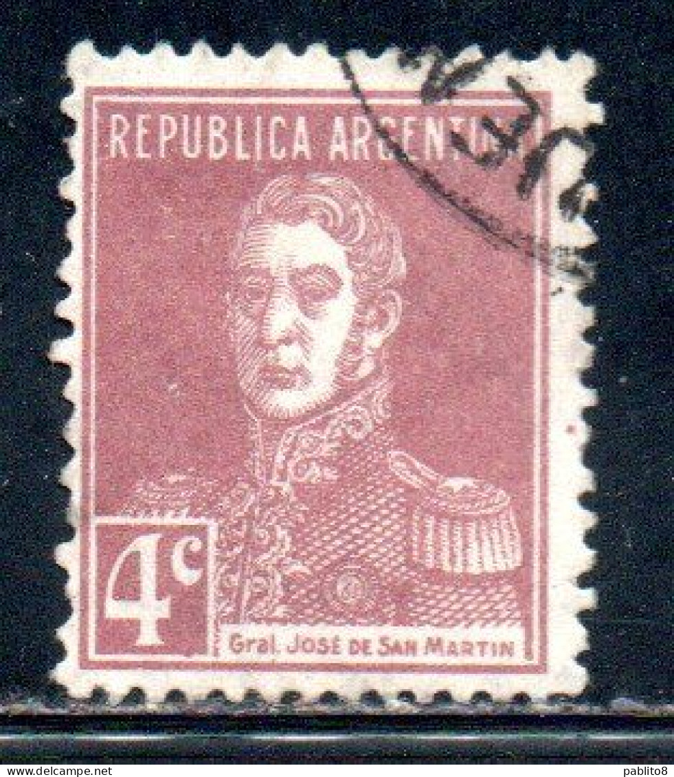 ARGENTINA 1923 1924 JOSE DE SAN MARTIN 4c USED USADO OBLITERE' - Usados