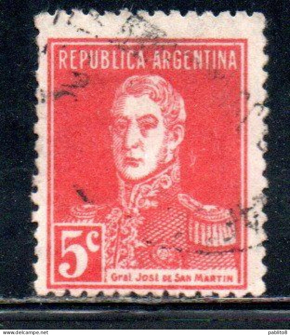 ARGENTINA 1923 1924 JOSE DE SAN MARTIN 5c USED USADO OBLITERE' - Oblitérés