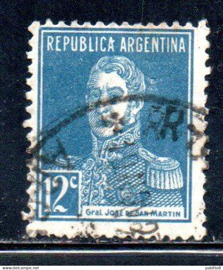 ARGENTINA 1923 1924 JOSE DE SAN MARTIN 12c USED USADO OBLITERE' - Usados