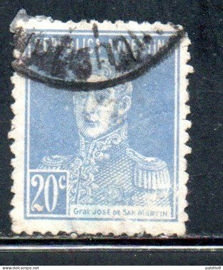 ARGENTINA 1923 1924 JOSE DE SAN MARTIN 20c USED USADO OBLITERE' - Usati