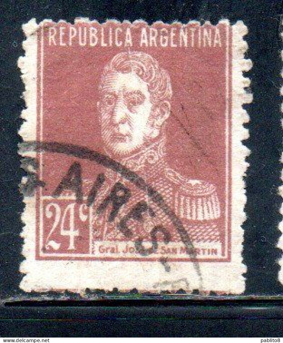 ARGENTINA 1923 1924 JOSE DE SAN MARTIN 24c USED USADO OBLITERE' - Used Stamps
