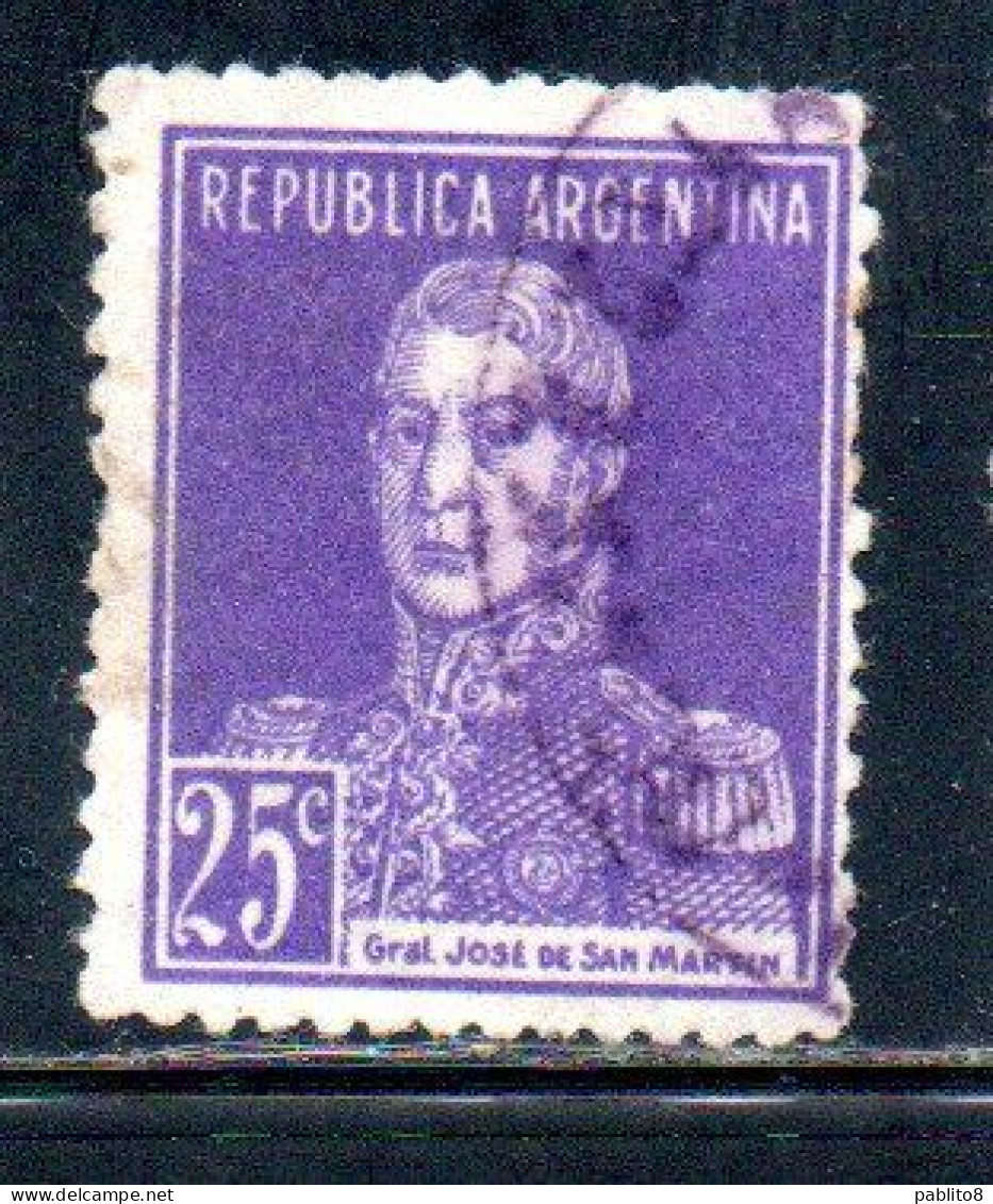 ARGENTINA 1923 1924 JOSE DE SAN MARTIN 25c USED USADO OBLITERE' - Used Stamps