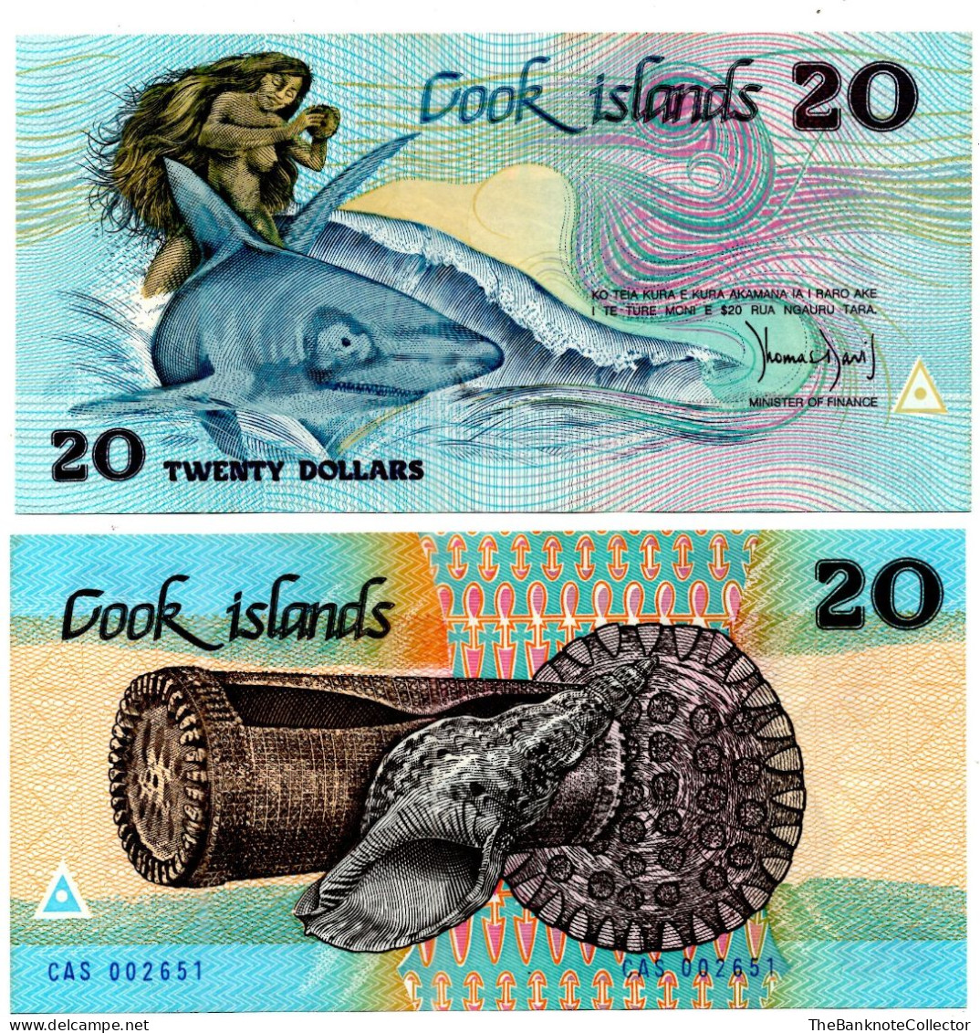 Cook Islands 20 Dollars ND 1987  P-5 UNC *Scarce* - Cook