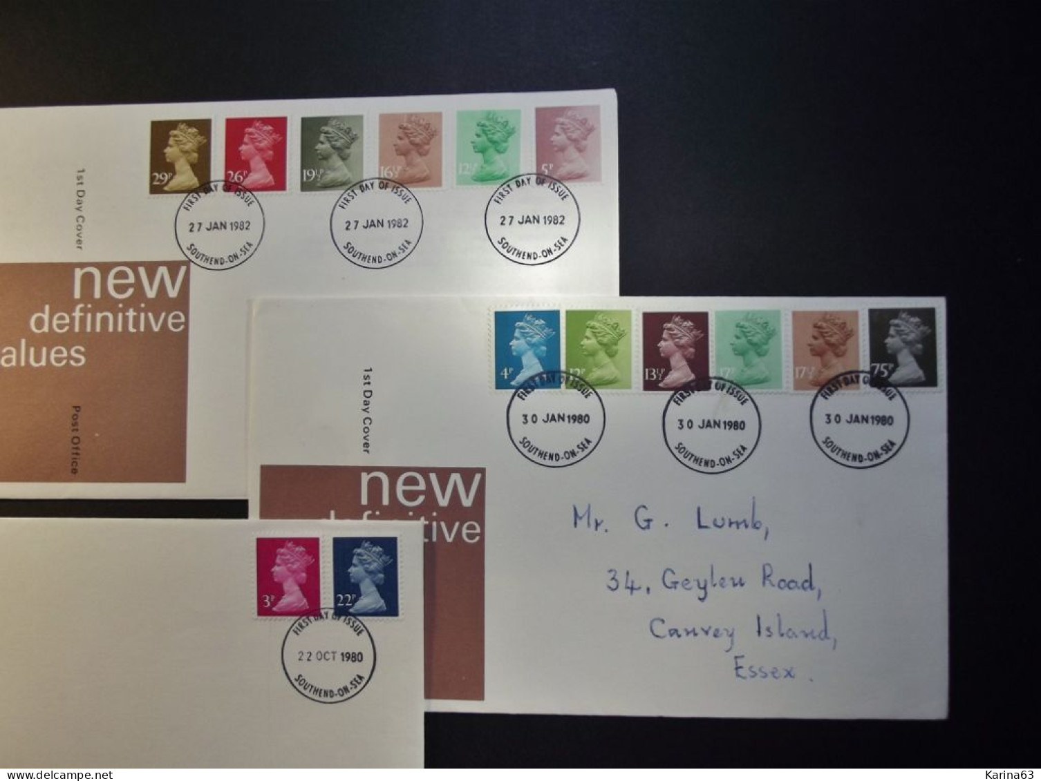 Great Britain - FDC - 1980 - 3 Envelopes - New Definitive Values  - With Insert - Cancellation Southend-on Sea - Essex - 1971-1980 Dezimalausgaben