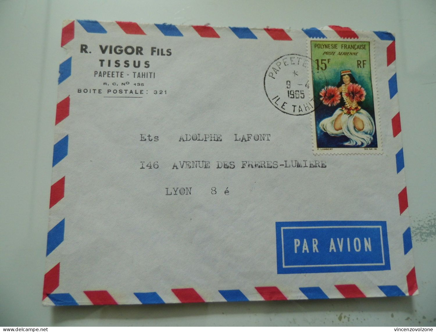 Busta Viaggiata  Per La Francia 1969 "R. VIGOR  FILS TISSUE" - Briefe U. Dokumente