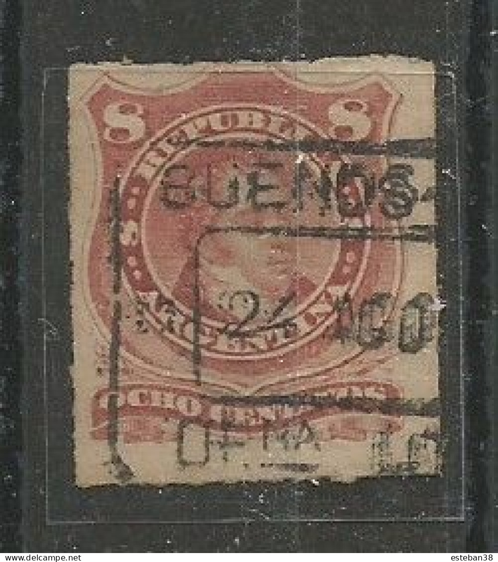 Rivadavia 8c Lila Rojizo Perce - Used Stamps