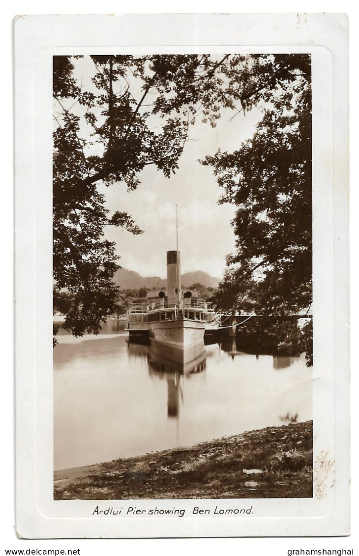 Postcard UK Scotland Argyllshire Ardlui Pier Showing Ben Lomond Steamer Loch Lomond Posted Callander 1926 - Argyllshire