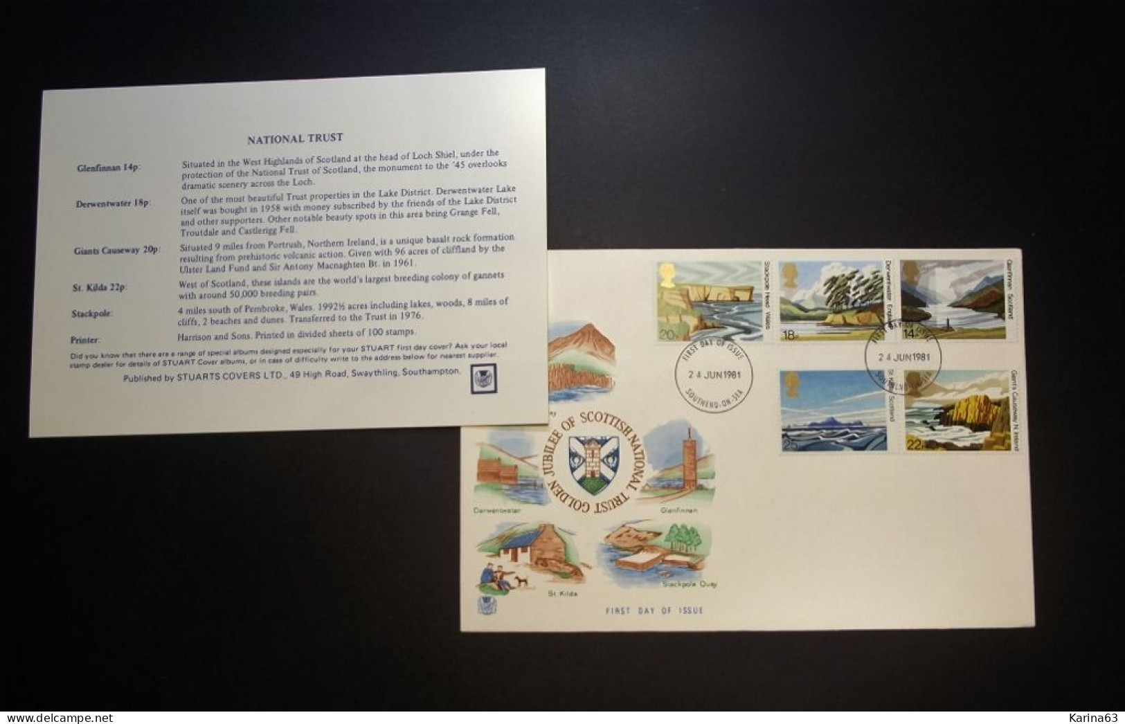 Great Britain - FDC - 1981 - 1 Envelope - Golden Jubilee Scottish National Trust - With Insert - Cancel Southend-on Sea - 1981-1990 Decimal Issues