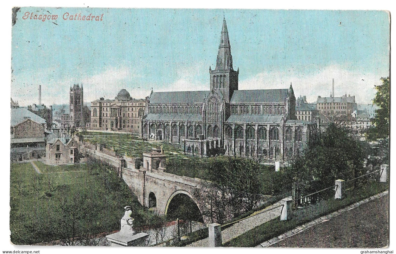 4 Postcards Lot UK Scotland Glasgow Bridge Cathedral George Square Municipal Building Posted 1904-1907 - Lanarkshire / Glasgow