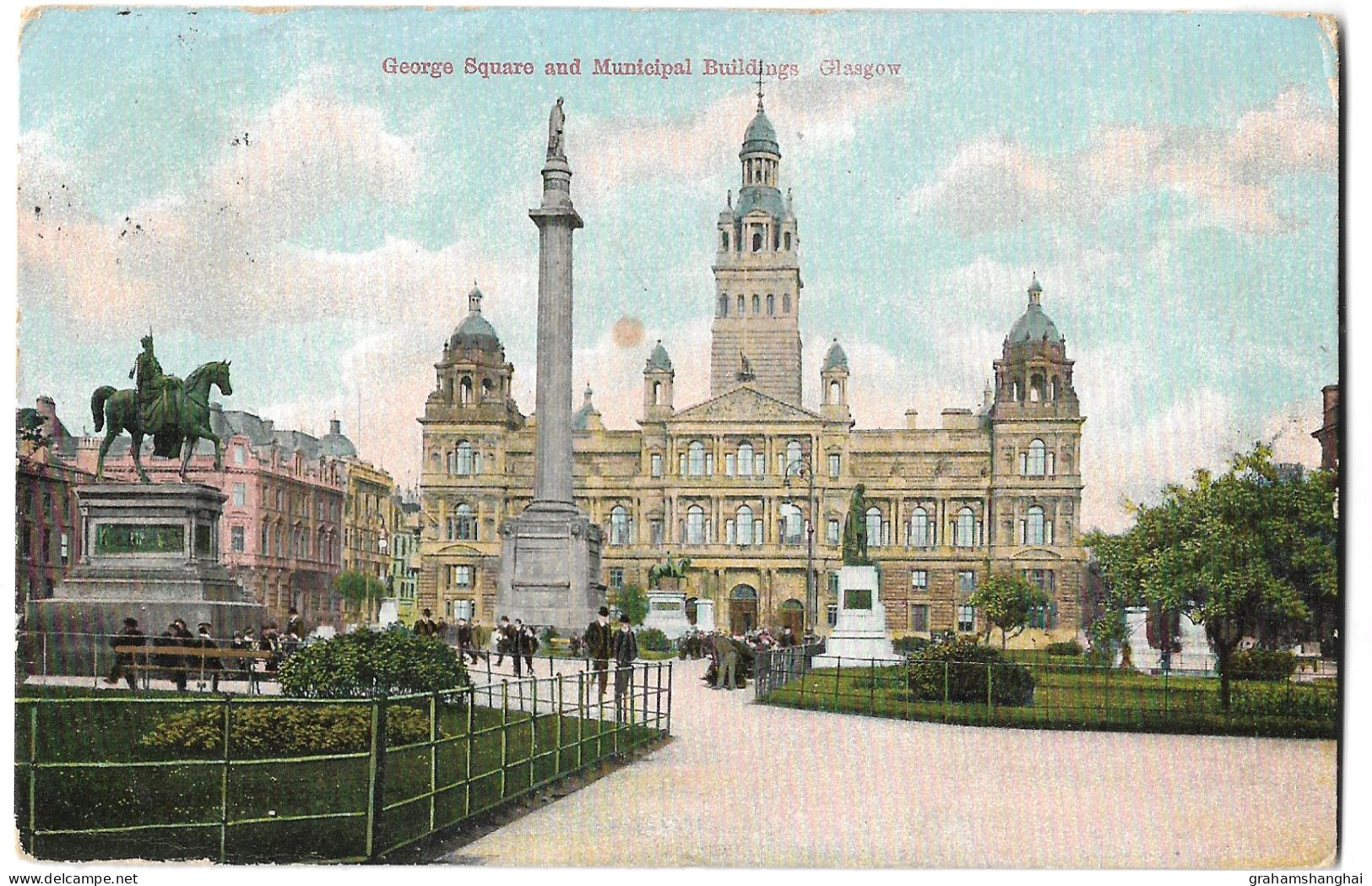 4 postcards lot UK Scotland Glasgow bridge cathedral George Square Municipal Building posted 1904-1907