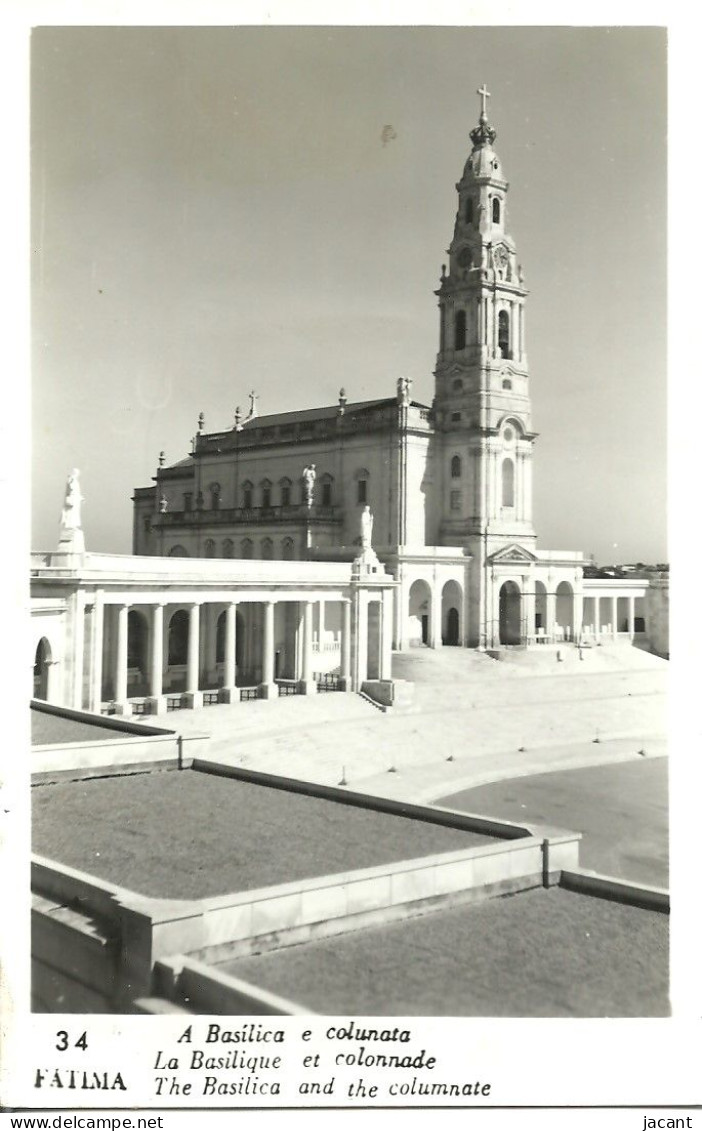 Portugal - Fatima - Basilica E Colunata - Carte Photo - Santarem