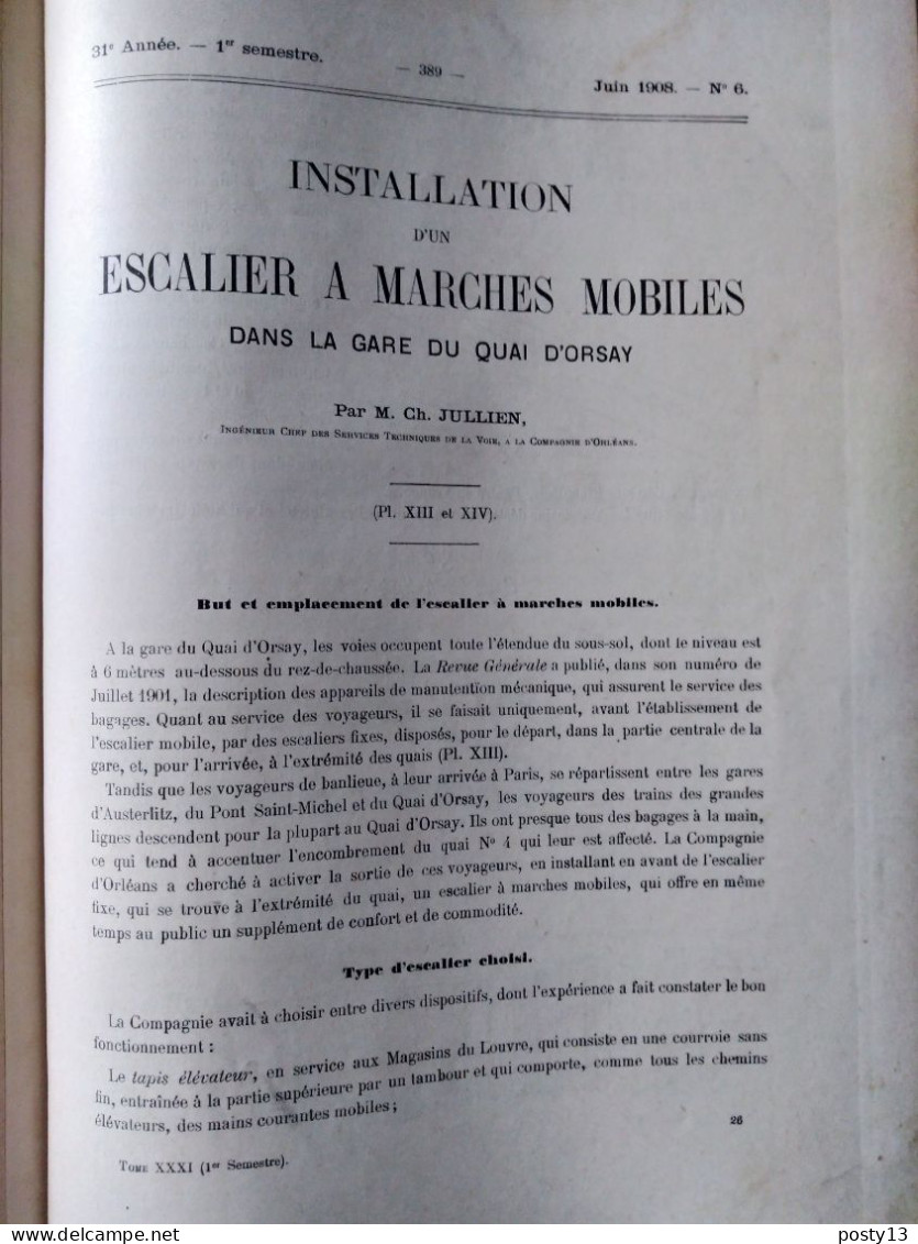 Revue Générale Des Chemins De Fer Et Des Tramways - 1er Semestre 1908.  Relié - Voir Annonce - Bahnwesen & Tramways