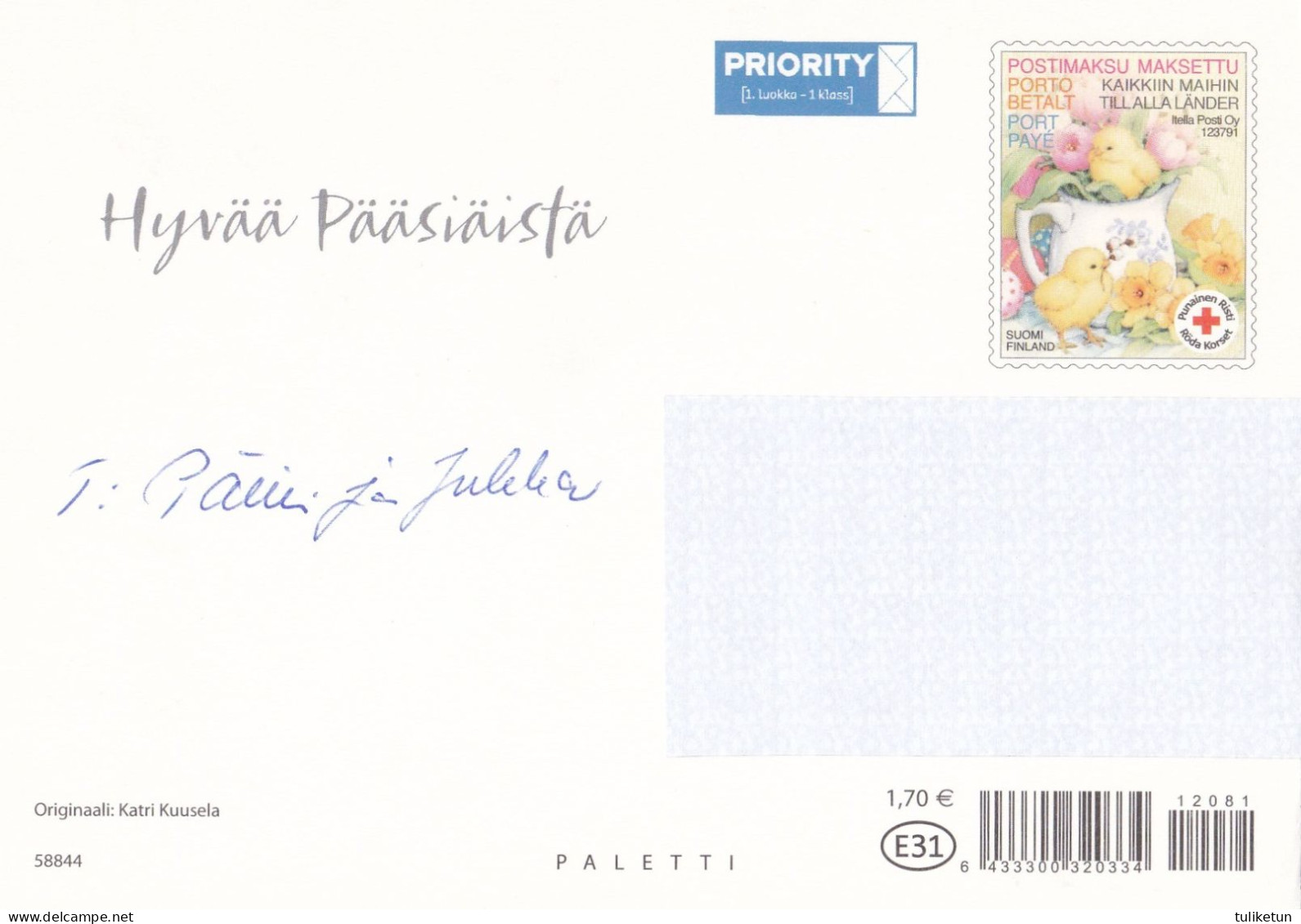 Postal Stationery - Easter Flowers - Chicks - Eggs - Red Cross - Suomi Finland - Postage Paid - Postal Stationery