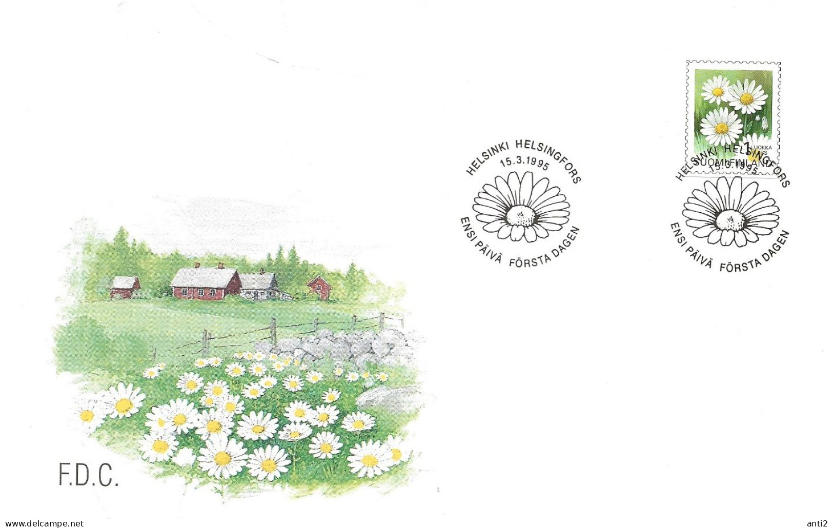 Finland   1995   Plant, Flora, Flower,  Daisy (Chrysanthemum Leucanthemum), Mi 1296  FDC - Briefe U. Dokumente