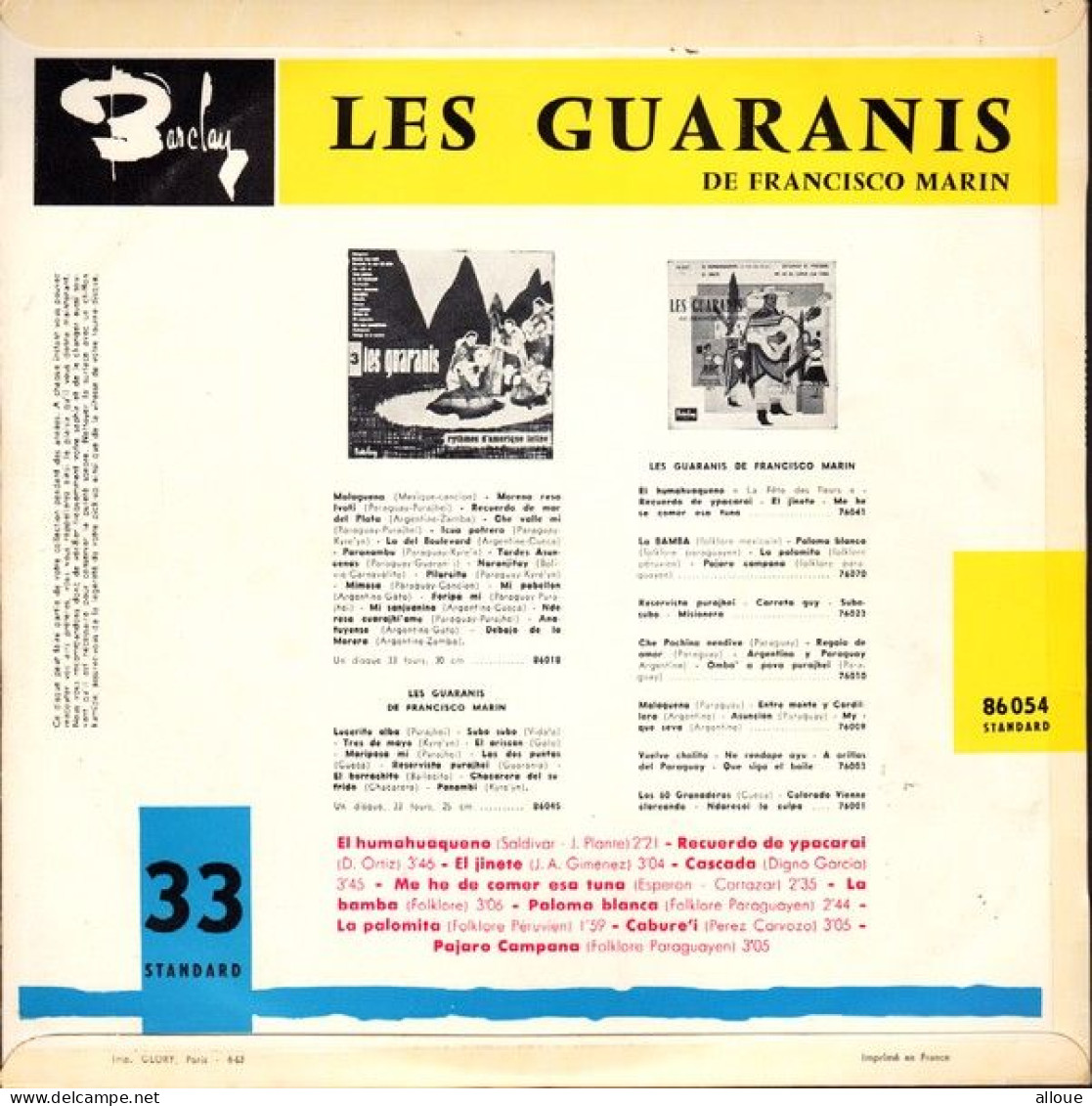 LES GUARANIS DE FRANCISCO MARIN  - FR 25 Cm  - EL HUMAHUAQUENO - LA BAMBA + 8 - Formati Speciali