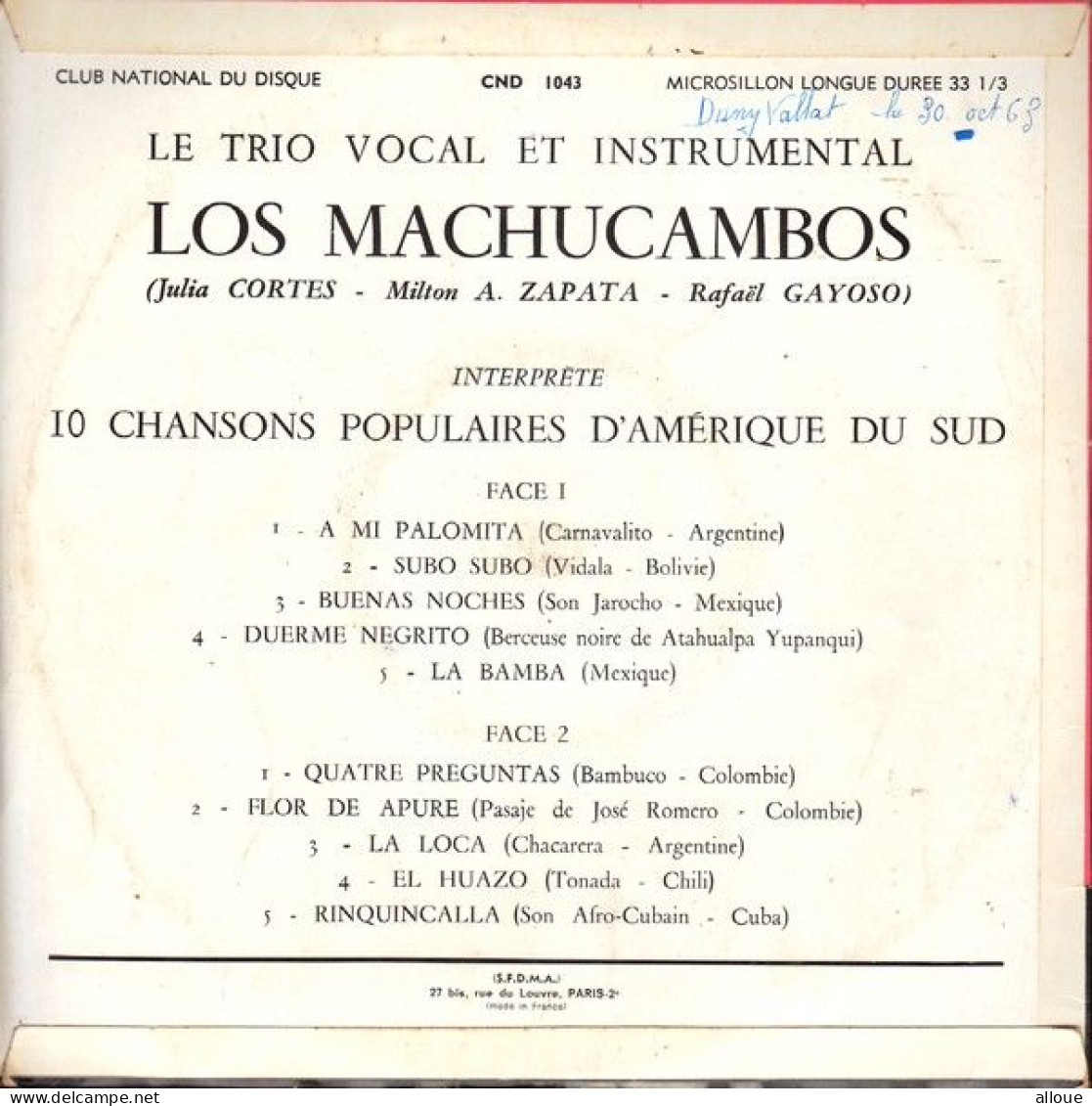 LOS MACHUCAMBOS  - FR 25 Cm  - A MI PALOMITA  + 9 - Formats Spéciaux